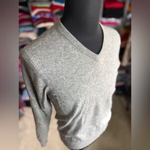 Club Room Men's Gray V-Neck Cashmere Sweater, S